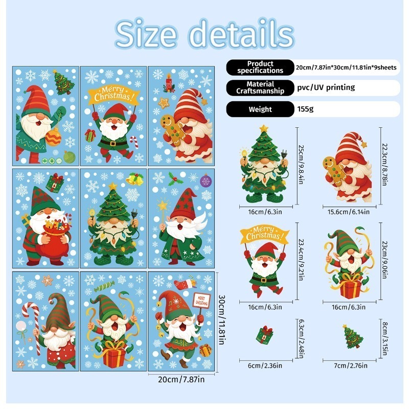9 sheets/set of Santa Claus el - Sticker Sheet Set ulasan dan harga